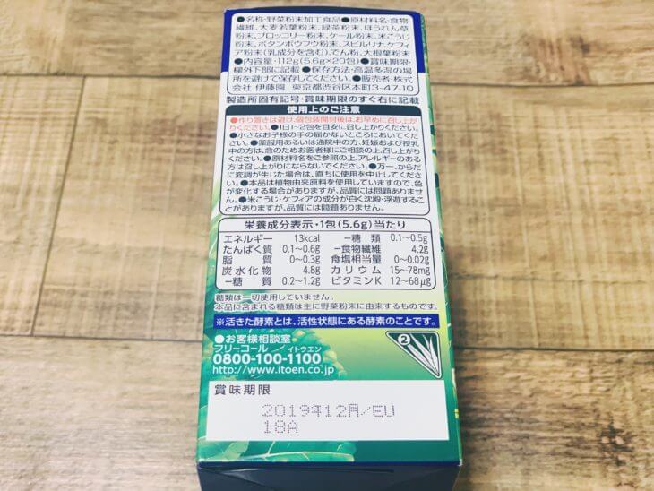 毎日1杯の青汁の栄養成分・原材料